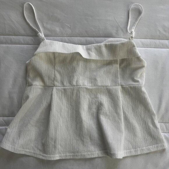 White Cropped Tie-Up Babydoll Top - Picture 3 of 3